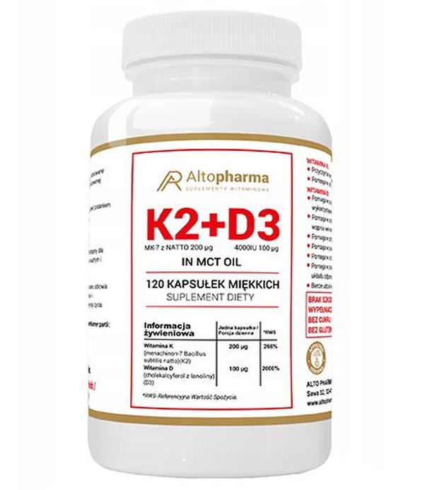 Altopharma Witamina K2+D3 - 120 kaps. - cena, opinie, wskazania