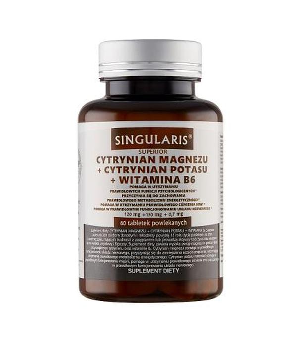 Singularis Superior Cytrynian Magnezu + Cytrynian Potasu + Witamina B6 + 120 mg + 150 mg + 0,7 mg - 60 tabl. - cena, opinie, właściwości