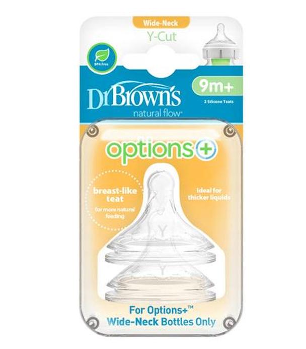 DR BROWN'S Smoczek do butelki Options+ Szeroka szyjka 9m+ (Y-cut) - 2 szt. - cena, stosowanie, opinie