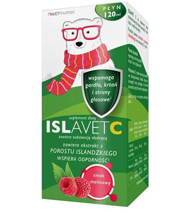 Avet Pharma Islavet C - 120 ml Syrop na gardło - wspomaga gardło, krtań i struny głosowe - cena, opinie, stosowanie