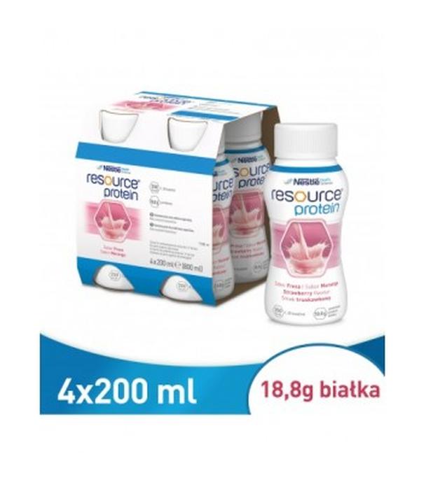 Resource Protein, płyn, smak truskawkowy, 4 x 200 ml