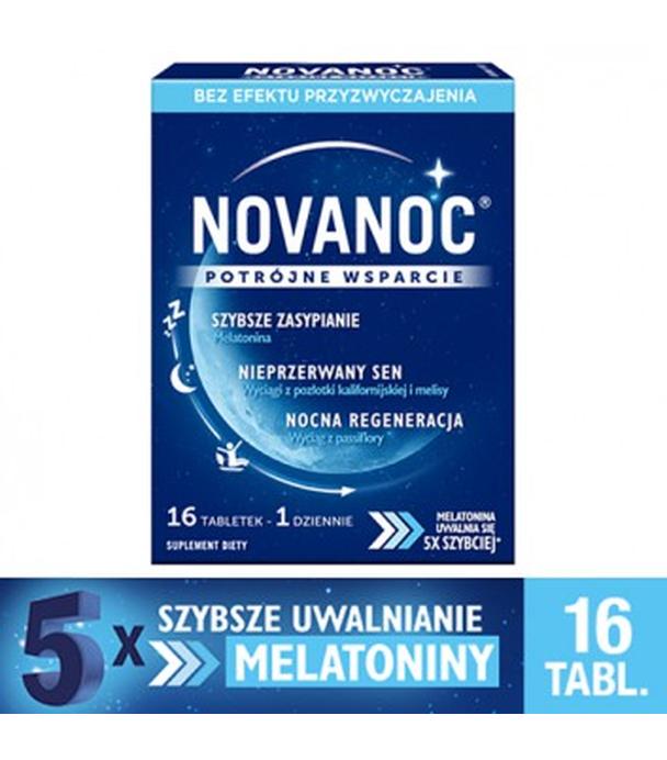 NOVANOC, 16 tabletek. Na problemy ze snem, z melatoniną, cena, opinie, właściwości