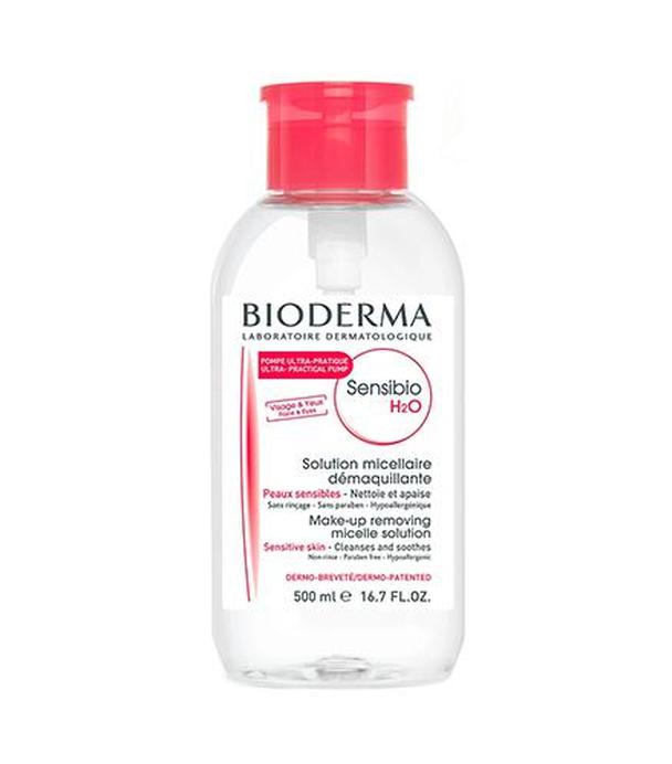 Bioderma Sensibio H2O Płyn micelarny do oczyszczania twarzy i zmywania makijażu z pompką, 500 ml