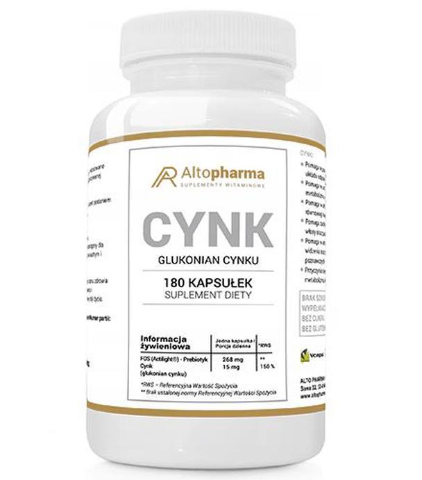 Altopharma Cynk Glukonian cynku - 180 kaps. - cena, opinie, składniki