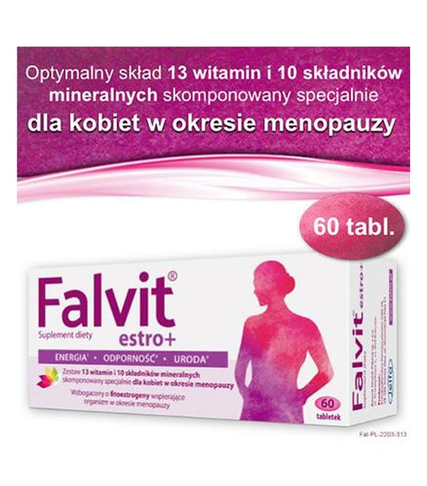 FALVIT Estro+ - 60 tabl. - uspakaja i łagodzi objawy menopauzy - cena, opinie, dawkowanie