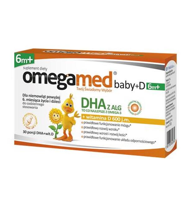 OMEGAMED Baby DHA z alg + Wit D Dla niemowląt i dzieci 6m+, rozwój dziecka, 30 kapsułek