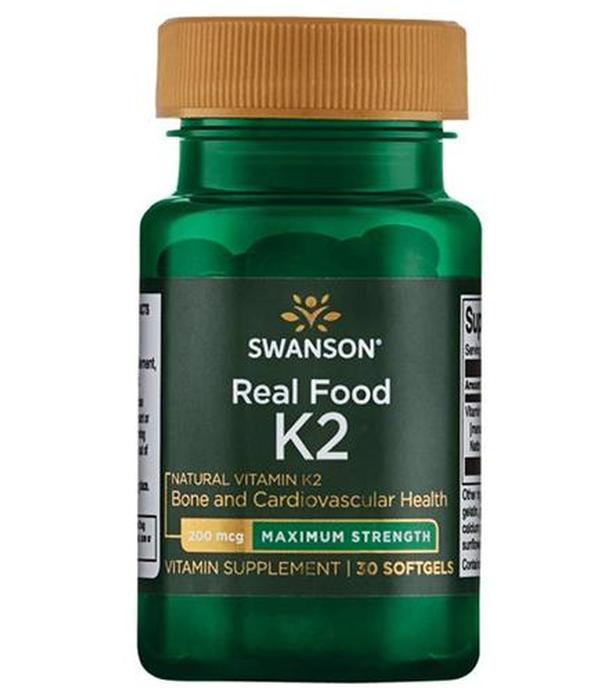SWANSON Witamina K2 naturalna 200 mcg, 30 kaps., cena, opinie, właściwości - ważny do 2025-07-31