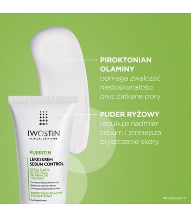 Iwostin Purritin Lekki Krem Sebum Control, 60 ml, cena, opinie, właściwości  - ważny do 2025-09-01