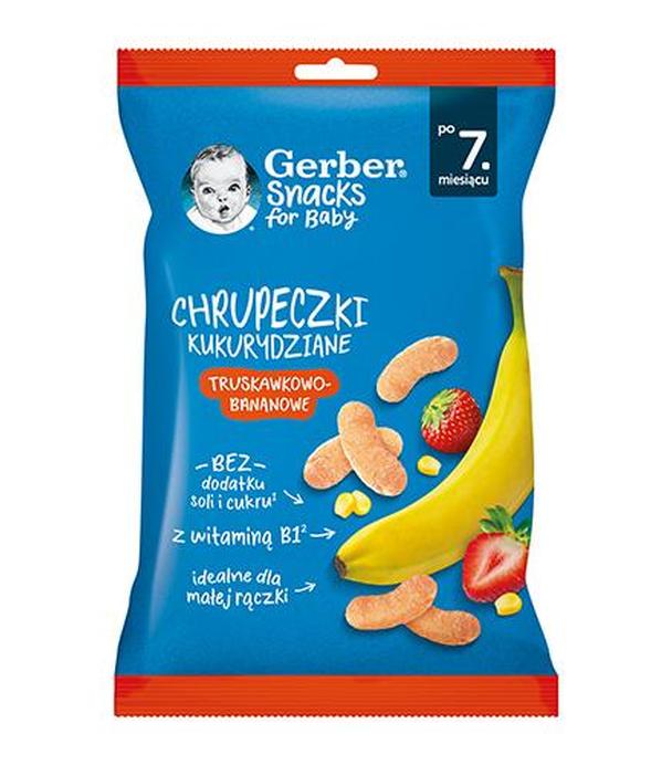 Gerber Chrupeczki kukurydziane bananowo-truskawkowe po 7. miesiącu, 28 g