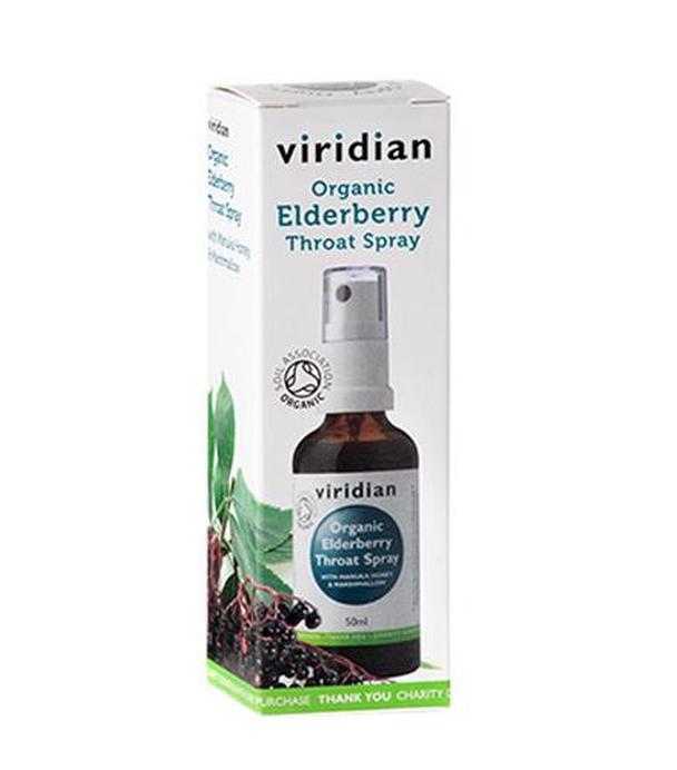 Viridian Ekologiczny Spray do gardła z czarnym bzem, miodem manuka oraz prawoślazem - 50 ml Na ból gardła - cena, opinie, stosowanie