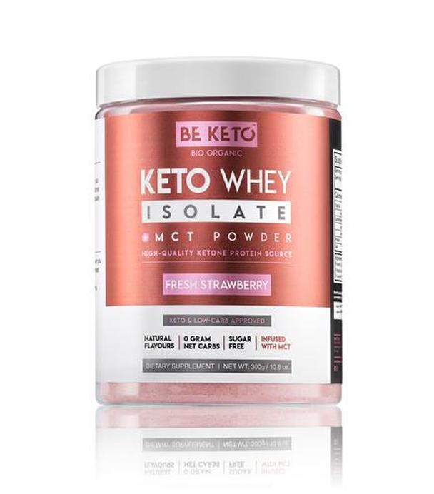 BeKeto Keto Whey isolate + MCT Fresh Strawberry, 300 g, cena, opinie, właściwości - ważny do 2025-09-30