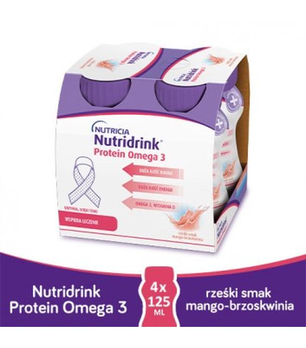 Nutridrink Protein Omega-3, o rześkim smaku mango-brzoskwinia, 4 x 125 ml - ważny do 2025-08-03