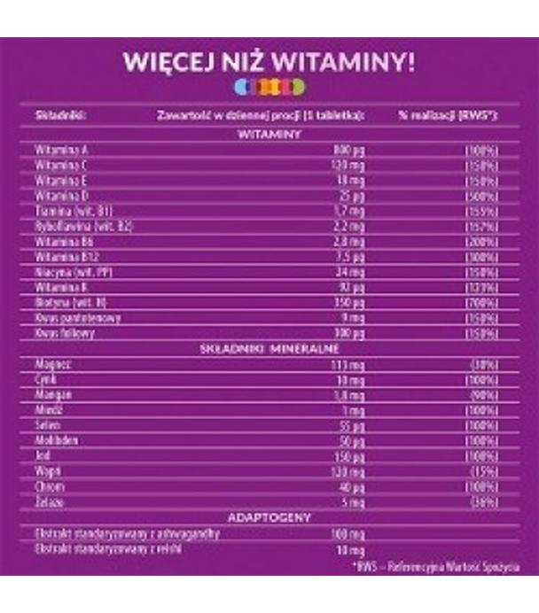 Vigor multiwitamina ONA 50+ zestaw witamin i minerałów z ashwagandhą i reishi, tabletki, 60 sztuk