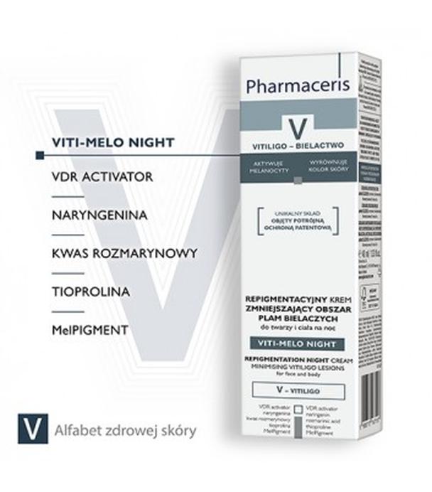 PHARMACERIS V VITI-MELO NIGHT Krem repigmentacyjny zmniejszający obszar plam bielaczych - 40 ml