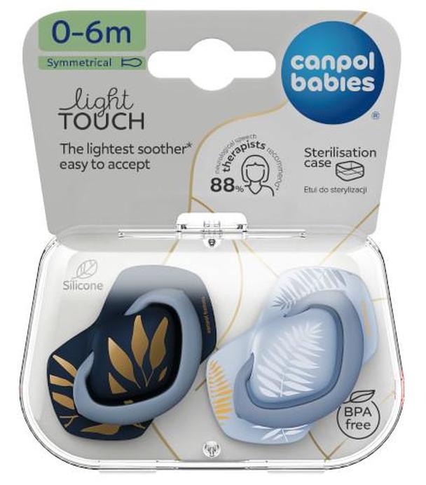 Canpol babies, smoczek silikonowy Light touch symetryczny Gold 0-6 m, 2 sztuki 22/664_blu
