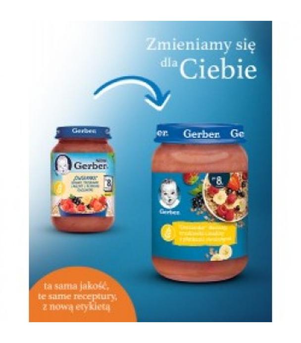 Gerber Owsianka banany, truskawki i maliny z płatkami owsianymi po 8 miesiącu - 190 g - cena, opinie, właściwości