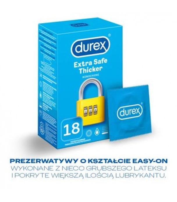 DUREX EXTRA SAFE Prezerwatywy grubsze z dodatkową ilością środka nawilżającego, 18 szt. - cena, opinie, właściwości