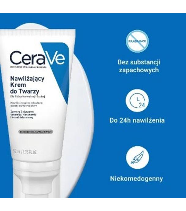 CeraVe, nawilżający krem do twarzy dla skóry normalnej i suchej, 52 ml