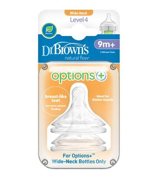 DR BROWN'S Smoczek do butelki Options+ Szeroka szyjka 9m+ - 2 szt. - cena, właściwości, opinie