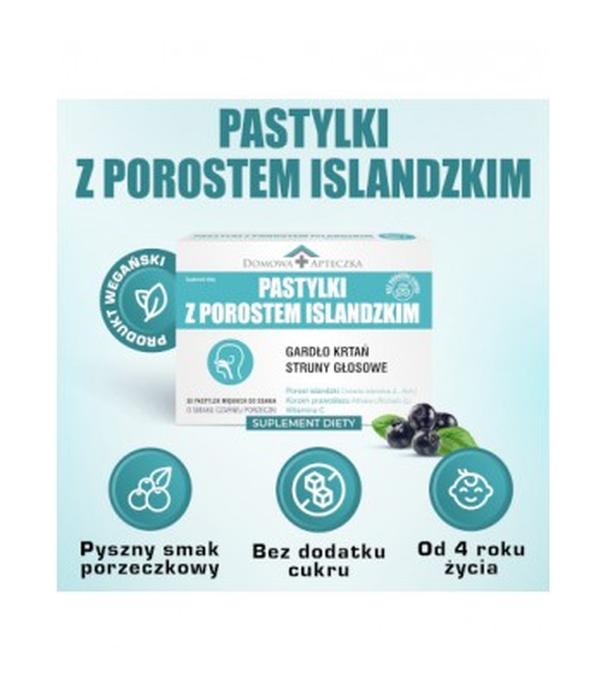 Domowa Apteczka Pastylki z Porostem Islandzkim, 30 pastylek miękkich do ssania