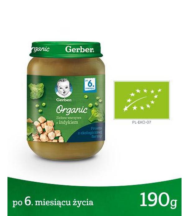 GERBER ORGANIC Zielone warzywa z indykiem po 6 miesiącu - 190 g - cena, opinie, składniki