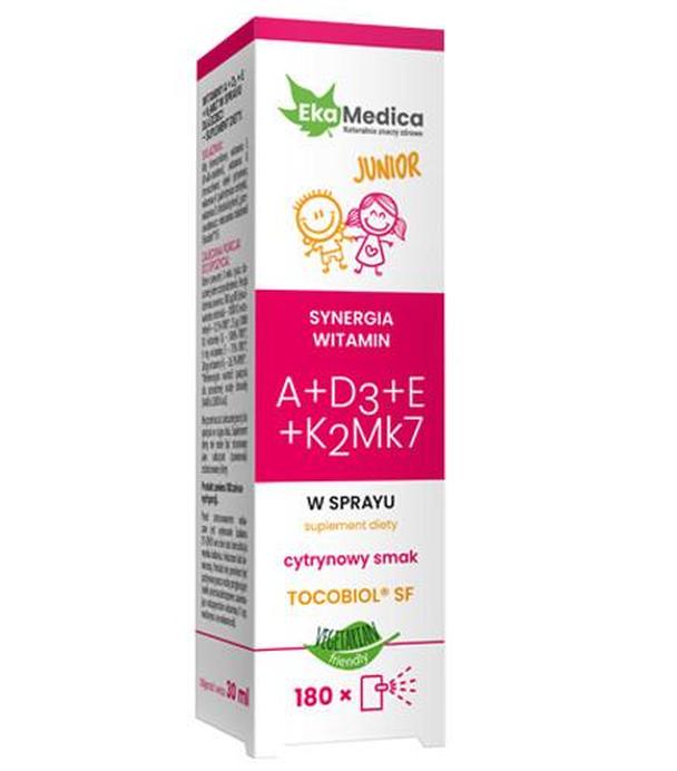 Ekamedica Junior Synergia Witamin A + D3 + E + K2Mk7 w sprayu 30 ml