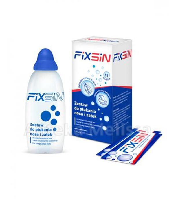 FIXSIN Zestaw do płukania nosa i zatok - 1 butelka + 15 sasz.