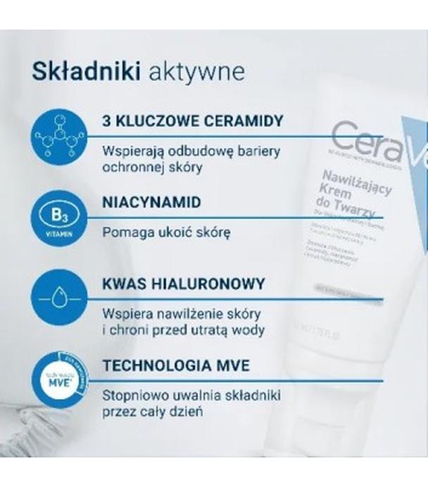 CeraVe, nawilżający krem do twarzy dla skóry normalnej i suchej, 52 ml