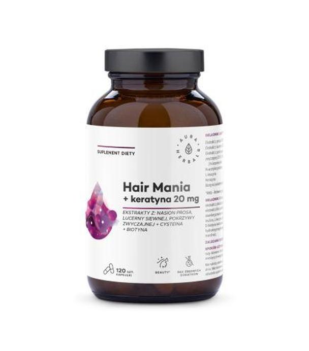 Aura Herbals Hair Mania + keratyna 20 mg, 120 kapsułek