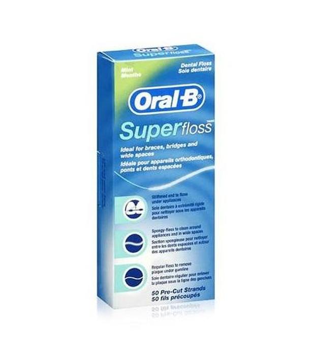 ORAL-B SUPER FLOSS Nić dentystyczna miętowa - 50 odc. - cena, stosowanie, opinie