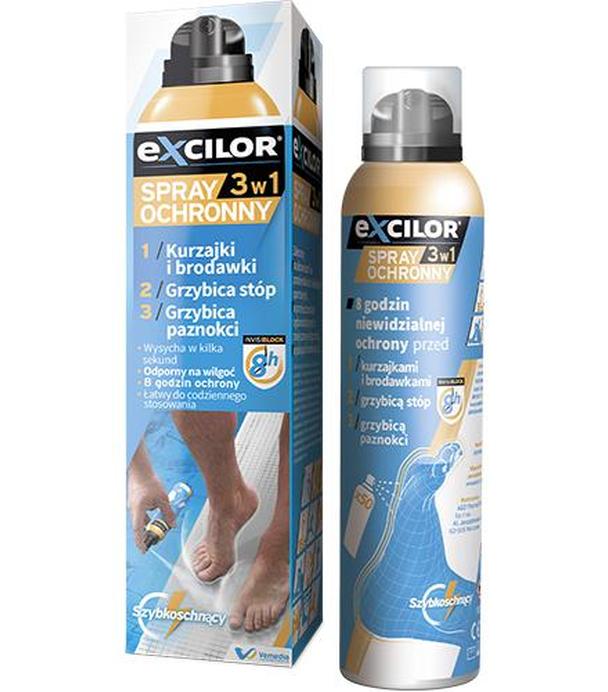 EXCILOR Spray ochronny 3w1. Ochrona przed kurzajkami i grzybicą, 100 ml