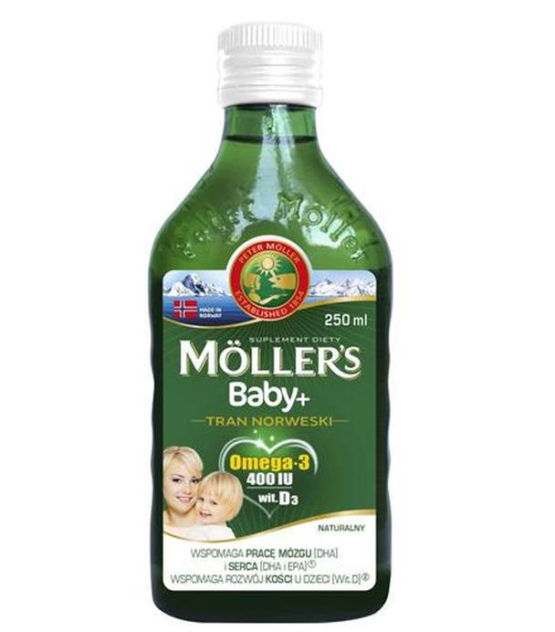 MOLLERS BABY+ Tran norweski naturalny - 250 ml - cena, opinie, wskazania
