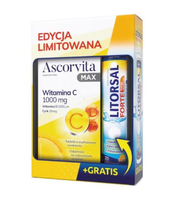 Ascorvita Max, tabletki, 30 sztuk + Litorsal Forte mango-marakuja, tabletki musujące, 20 sztuk