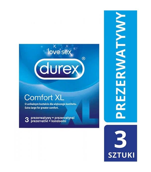 DUREX COMFORT XL Prezerwatywy o powiększonym rozmiarze - 3 szt.