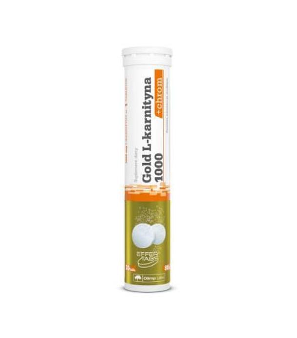 Olimp, Gold L-karnityna 1000 + chrom, smak pomarańczowy, tabletki musujące, 20 sztuk