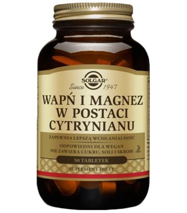 SOLGAR WAPŃ I MAGNEZ w  postaci cytrynianu, 100 tabletek