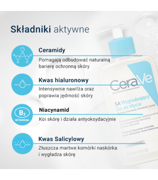 CeraVe SA, wygładzający żel do mycia, 236 ml