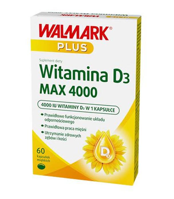 Walmark Plus Witamina D3 Max 4000, 60 kaps., cena, opinie, stosowanie