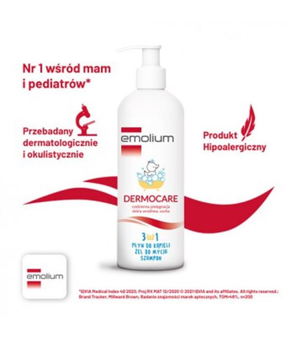 Emolium DERMOCARE 3w płyn do kąpieli, żel do mycia, szampon, 400 ml - 1020676 - brak pompki