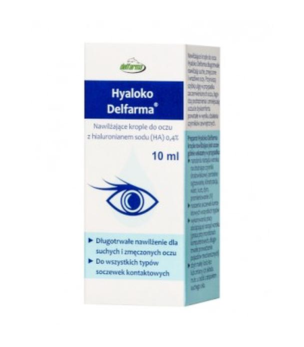 DELFARMA Hyaloko, Nawilżające krople do oczu z hialuronianem sodu 0,4%, 10 ml