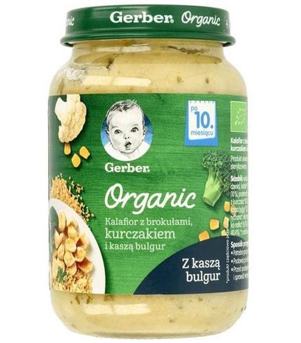 Gerber Organic Kalafior z brokułami, kurczakiem i kaszą bulgur po 10 miesiącu - 190 g - cena, opinie, właściwości