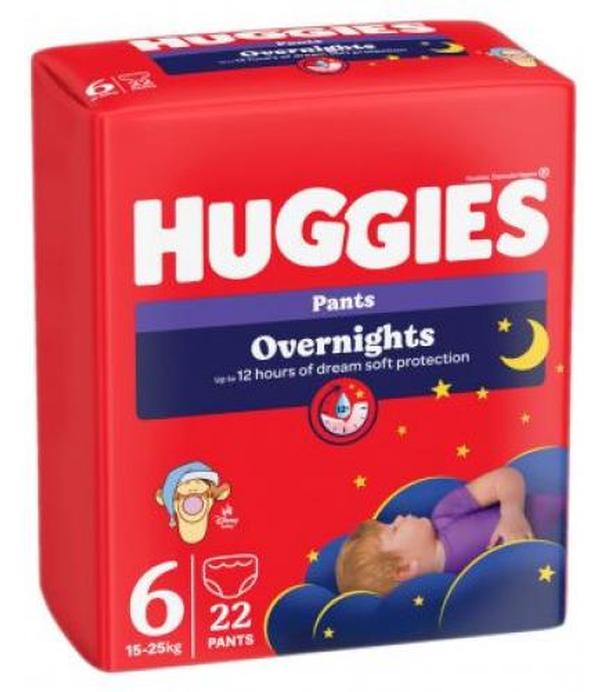 Huggies, pieluchomajtki Overnight Lullaby 6 (15-25 kg), 22 sztuki
