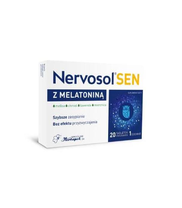 Herbapol, Nervosol Sen z Melatoniną, tabletki powlekane, 20 sztuk