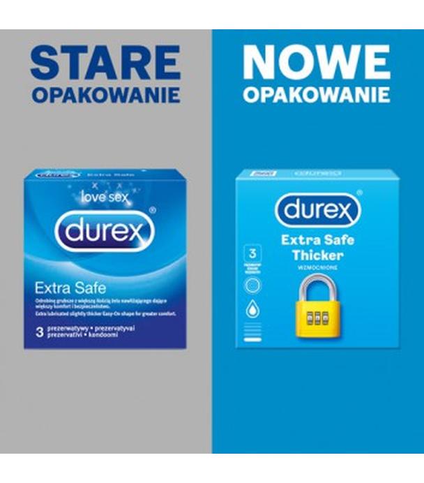 DUREX EXTRA SAFE Prezerwatywy grubsze z dodatkową ilością środka nawilżającego - 3 szt. - cena, opinie, właściwości