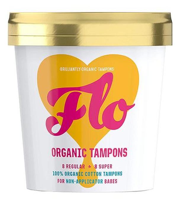 Flo Organic Tampons Bio Tampony bawełniane (8 Regular + 8 Super) - 16 szt. - cena, opinie, właściwości
