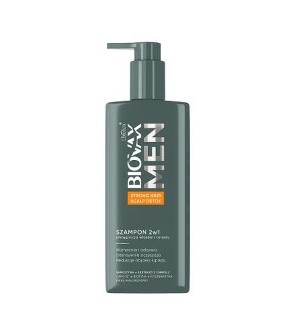 Biovax Men strong hair & scalp detox szampon 2w1 pielęgnacja włosów i zarostu, 200 ml