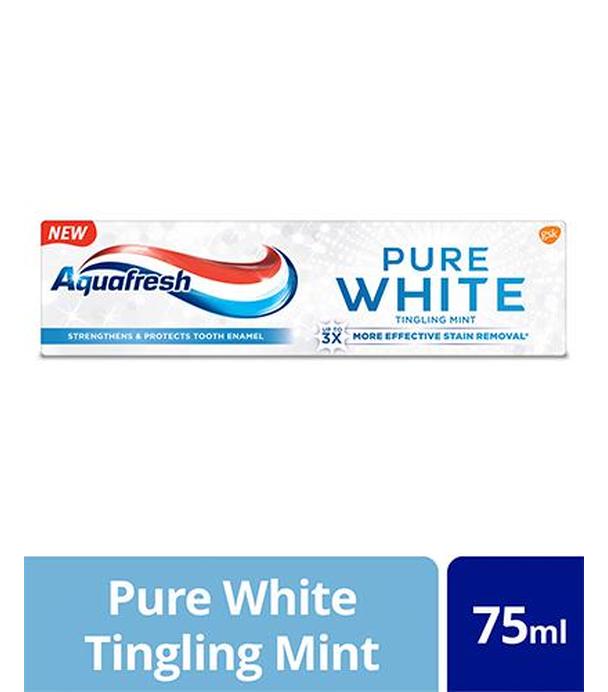 Aquafresh Pure White Tingling Mint Pasta do zębów z fluorkiem - 75 ml - cena, opinie, właściwości