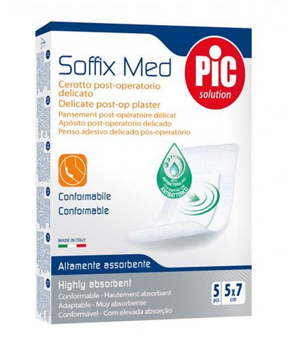 Pic Solution Soffix Med Plaster pooperacyjny z antybakteryjnym opatrunkiem 5 cm x 7 cm, 5 szt. cena, opinie, właściwości