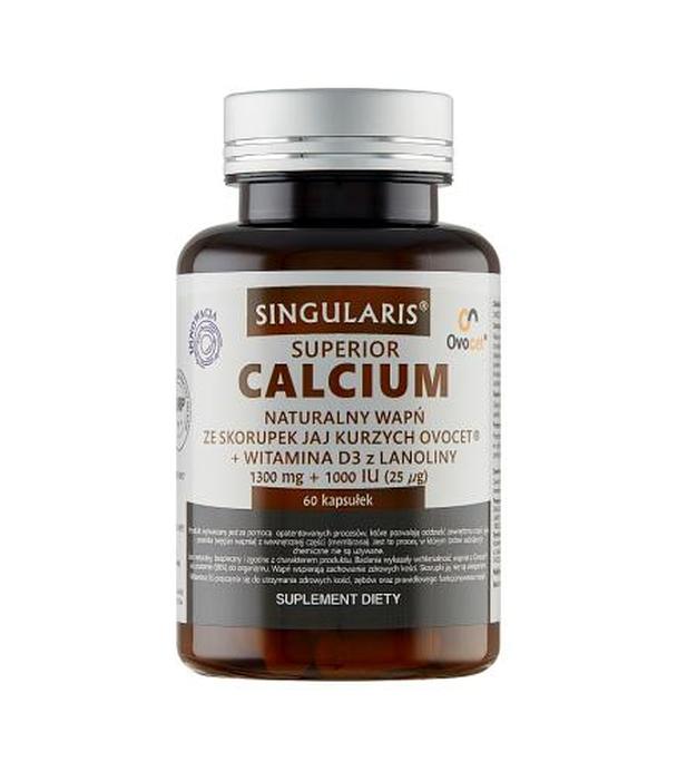 Singularis Superior Calcium Naturalny wapń ze skorupek jaj kurzych ovocet 1300 mg + 1000 iu - 60 kaps. - cena, opinie, właściwości