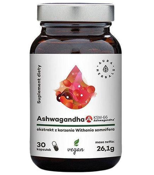 Aura Herbals Ashwagandha KSM-66 Korzeń 500 mg - 30 kaps. - cena, opinie, dawkowanie